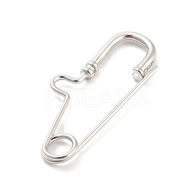 Rhodium Plated 925 Sterling Silver Brooch Findings STER-F054-01P-1