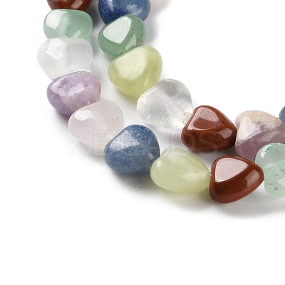 Natural Quartz Crystal & Red Jasper & Green Aventurine & Blue Aventurine & Lepidolite & Amethyst & Lemon Jade Beads Strands G-B022-39A-1