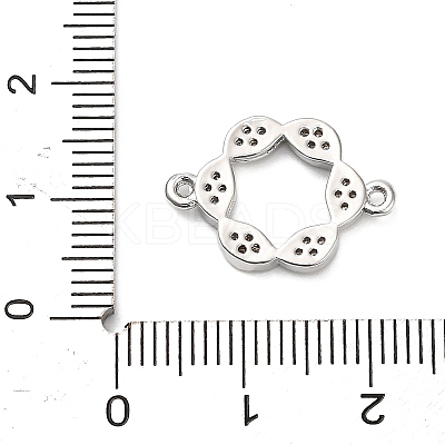 Brass Micro Pave Clear Cubic Zirconia Hollow Flower Connector Charms KK-L229-058P-1