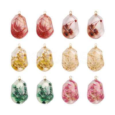 12Pcs 6 Colors Resin Pendants RESI-CD0001-08-1