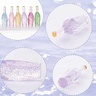 30Pcs 6 Colors Transparent Resin Bottle Cabochons CRES-GF0001-04-1
