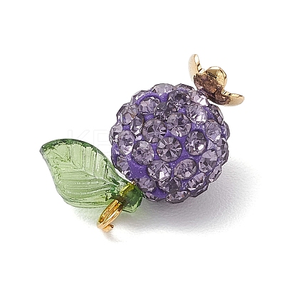 Pave Disco Ball Beads with Transparent Acrylic Charms and 304 Stainless Steel Bead Caps and Brass Ball Head pins Pendants X-PALLOY-TA00243-1