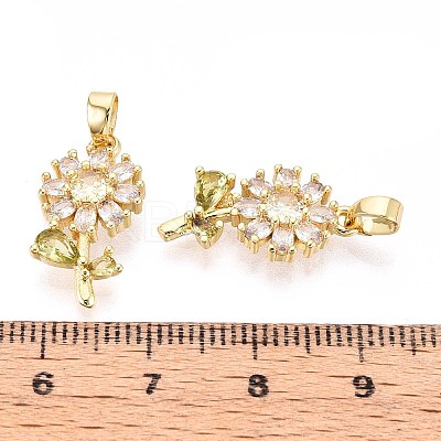 Brass Micro Pave Cubic Zirconia Pendants KK-T071-135G-01-1
