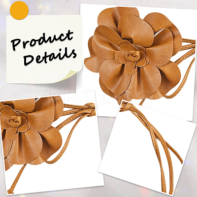 Flower PU Leather Wrap Waist Belts for Women AJEW-WH20816-058C-1