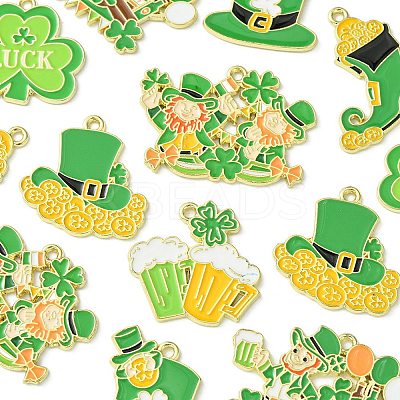 14Pcs 7 Styles Saint Patrick's Day Alloy Enamel Pendants ENAM-FS0001-67-1