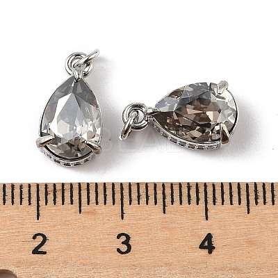 Brass Pave Cubic Zirconia Charms with Glass Crystal KK-Q039-03P-1