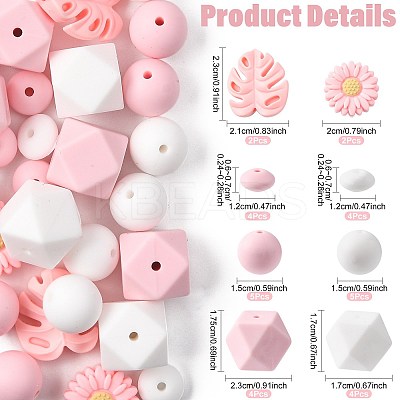 30Pcs Food Grade Eco-Friendly Silicone Beads SIL-FS0001-26B-1