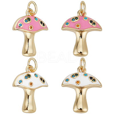 10Pcs 2 Colors Autumn Theme Rack Plating Brass Micro Pave Colorful Cubic Zirconia Pendants KK-BBC0017-99-1