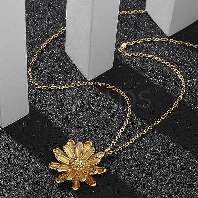 304 Stainless Steel Sunflower Pendant Cable Chain Necklaces for Women NJEW-R011-02G-1