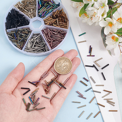 623Pcs 7 Style Glass Bugle Beads SEED-PH0002-12-1