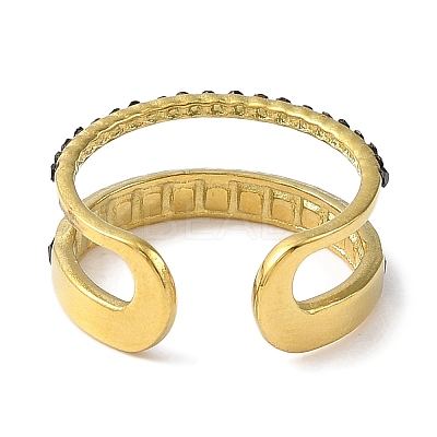 Ion Plating(IP) 304 Stainless Steel Open Cuff Ring for Women RJEW-F166-09G-01-1