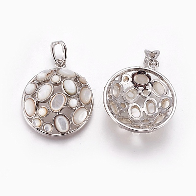 Natural White Shell Mother of Pearl Shell Pendants SHEL-XCP0001-13-1