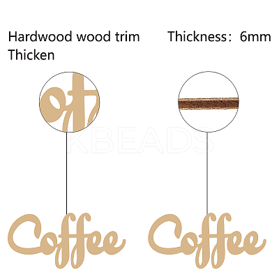 Word Coffee Laser Cut Unfinished Basswood Wall Decoration WOOD-WH0113-100-1