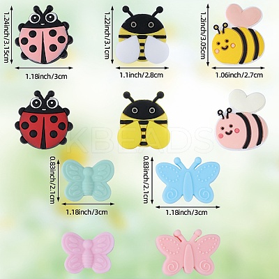 10Pcs 10 Styles Silicone Focal Beads SIL-SZ0002-29-1