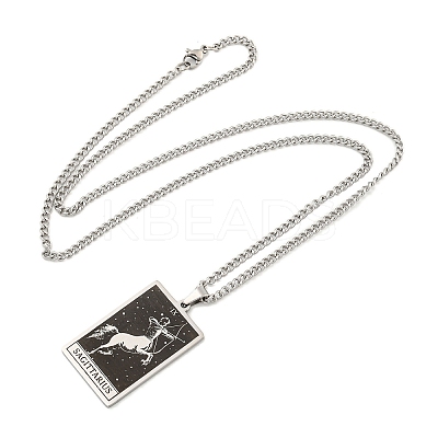 Non-Tarnish 304 Stainless Steel Tarot Pendant Necklaces NJEW-A026-01P-09-1
