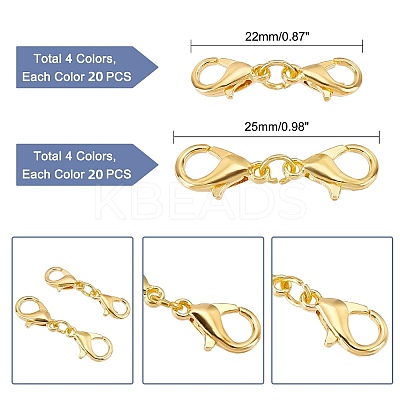 160Pcs 2 Style Zinc Alloy/Stainless Steel Lobster Claw Clasps FIND-PH0004-16-1