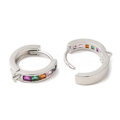 Rack Plating Brass Pave Colorful Cubic Zirconia Hoop Earrings Findings KK-Q781-06P-1