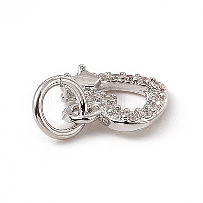 Brass Micro Pave Clear Cubic Zirconia Charms ZIRC-F132-38P-1