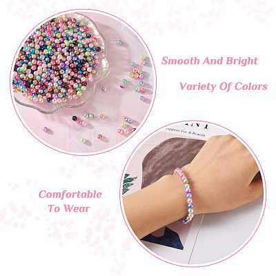 910Pcs 13 Colors Rainbow ABS Plastic Imitation Pearl Beads OACR-CD0001-10-1