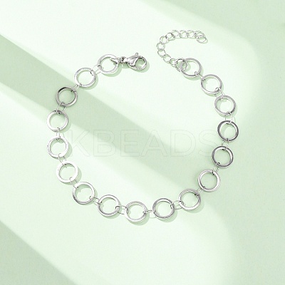 304 Stainless Steel Ring Link Chain Bracelets BJEW-P373-02B-P-1