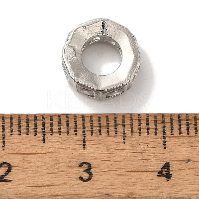 Octagon Brass Micro Pave Cubic Zirconia European Beads KK-C072-20P-1