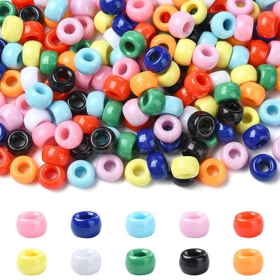 200Pcs 10 Colors Opaque Plastic Beads KY-YW0001-86-1