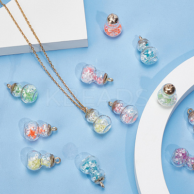 48Pcs 6 Colors Luminous Glass Pendants GLAA-AR0001-39-1