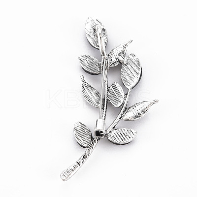 Leaf Shape Natural Abalone Shell/Paua Shell Brooch Pin G-N333-004A-RS-1