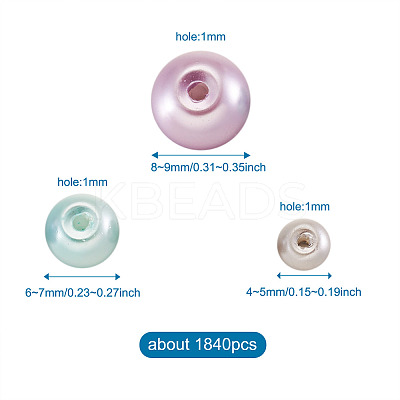 12 Strands 12 Styles Baking Painted Pearlized Glass Pearl Round Bead Strands HY-CW0001-03A-1