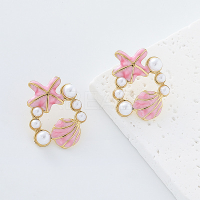 Ocean Theme 304 Stainless Steel Enamel Stud Earrings for Women MF2058-6-1