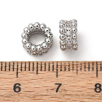 Brass Cubic Zirconia European Beads ZIRC-L105-09P-1