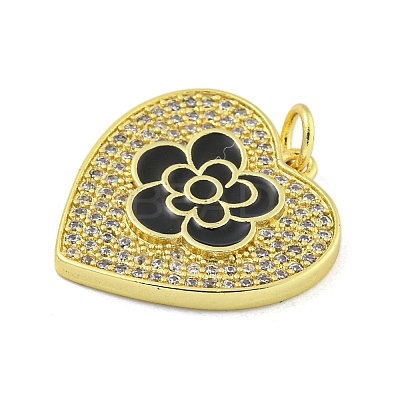 Rack Plating Heart with Flower Brass Micro Pave Clear Cubic Zirconia KK-Z053-23G-1