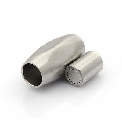 Tarnish Resistant 304 Stainless Steel Matte Surface Magnetic Clasps with Glue-in Ends STAS-O042-D-31-1