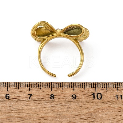 304 Stainless Steel with Rhinestone Adjustable Cuff Rings RJEW-Q020-18G-1