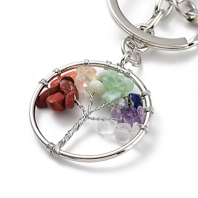 Natural & Synthetic Opalite Mixed Gemstone Keychain KEYC-M022-01-1