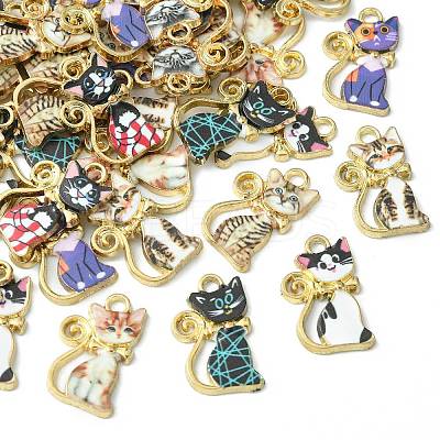 40Pcs 8 Colors Alloy Enamel Pendants ENAM-CJ0001-79-1