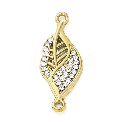 304 Stainless Steel Crystal Rhinestone Leaf Connector Charms LS-STAS-V003-06G-1