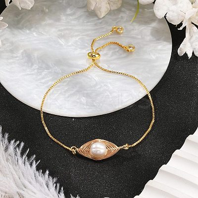 Natural Cultured Freshwater Pearl Slider Bracelets BJEW-JB11215-1