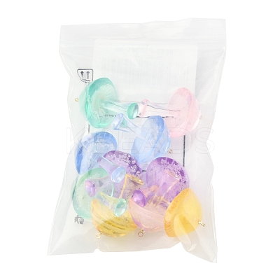 10Pcs 5 Colors Luminous Epoxy Resin Mushroom Pendants RESI-FS0001-99-1