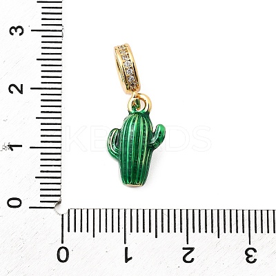Brass Green Enamel European Dangle Charms KK-F904-28G-1