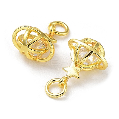 Rack Plating Brass Clear Cubic Zirconia Pendants KK-B078-07G18-1