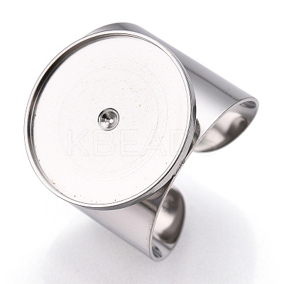 Non-Tarnish 304 Stainless Steel Open Cuff Finger Ring Cabochon Settings STAS-T060-03P-1