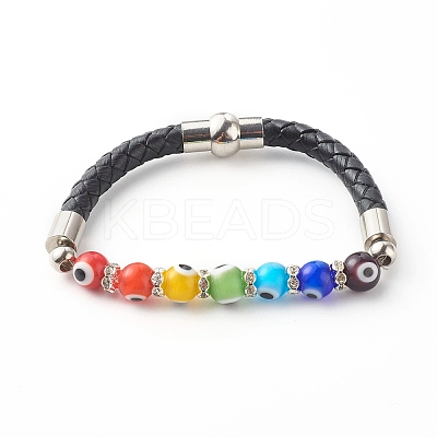 Handmade Evil Eye Lampwork Beads Beaded Bracelets BJEW-JB06373-1