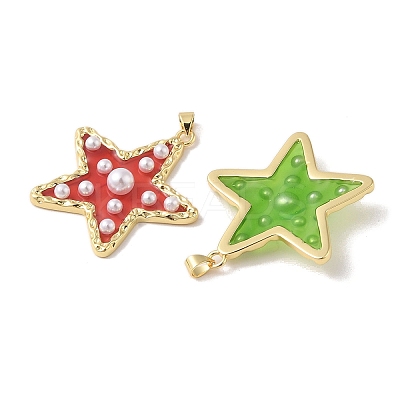 Rack Plating Brass & Epoxy Resin Pendants KK-Z047-04B-RS-1