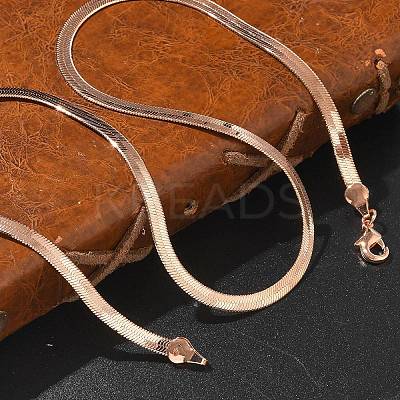 4mm Rack Plating Brass Flat Snake Chain Necklaces for Women Men MAK-L044-14RG-1