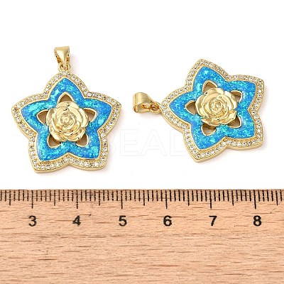 Rack Plating Brass Micro Pave Cubic Zirconia Pendants KK-P268-11C-G-1