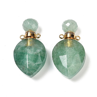 Natural Green Strawberry Quartz Faceted Teardrop Bottle Pendants G-A225-02G-01-1
