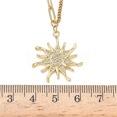 304 Stainless Steel Micro Pave Clear Cubic Zirconia Pendant Necklaces for Women NJEW-Z103-01G-08-1