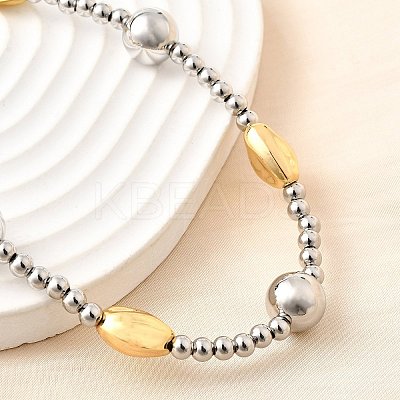 Two Tone Brass Round and Oval Beaded Necklaces NJEW-D314-08PG-1