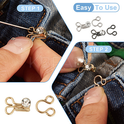 15Sets 3 Colors Alloy Rhinestone Hook and Eye Fasteners FIND-TA0006-54-1